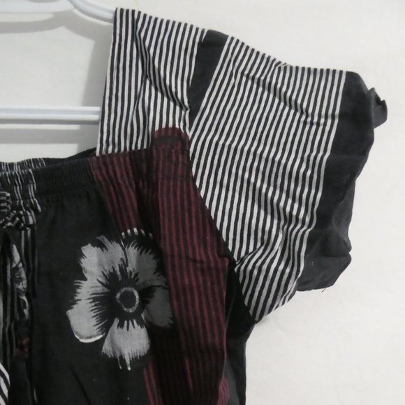 Handmade Patchwork Floral and Stripe Short Sleeve Square Neck Dress | BNWOT - Picture 5 of 14